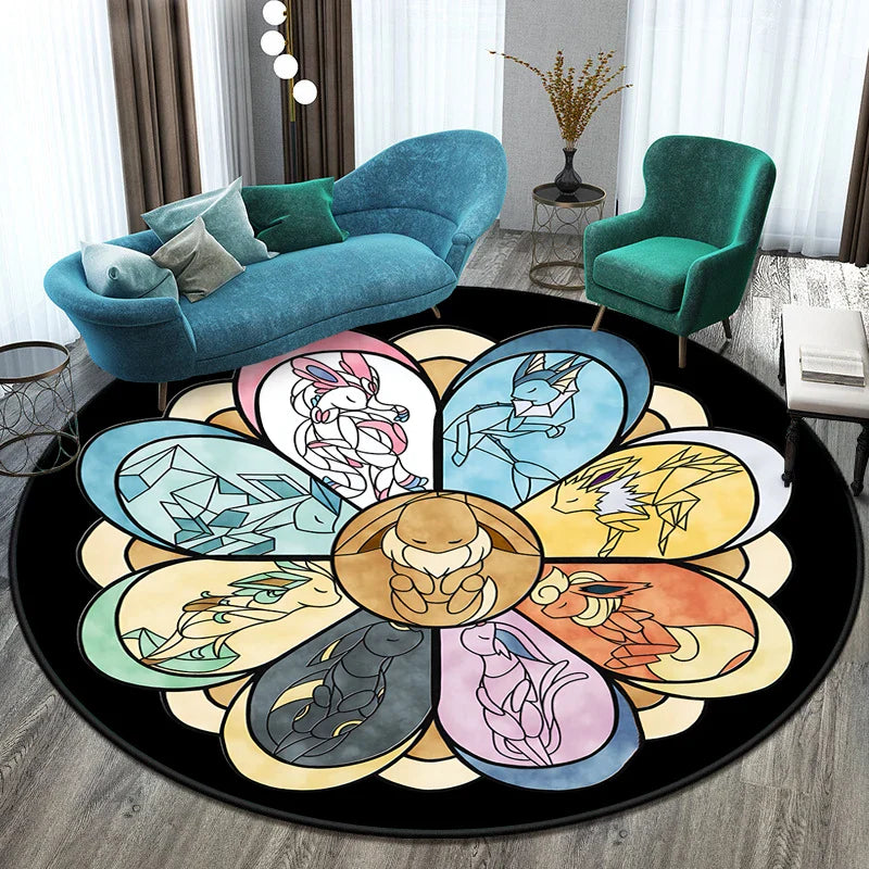 Tapis Rond Pokémon – Designs Évoli, Aquana et Pokeball