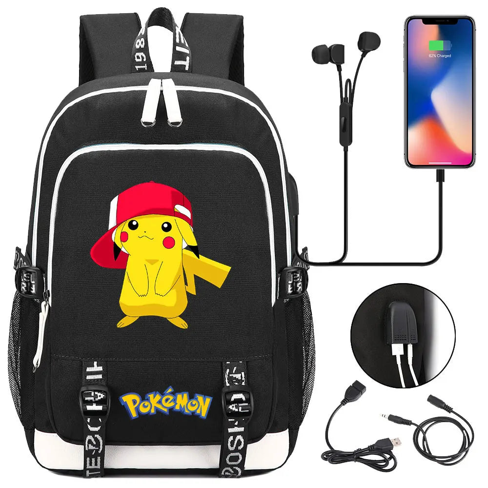 Pikachu Pokemon Rucksack mit USB - ideal für Laptops und für die Schule kaufen