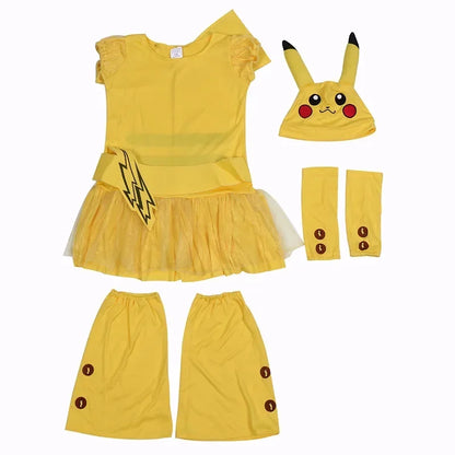 Süßes Pikachu Kleid für Kinder - Kostüm Cosplay Karneval Fasching