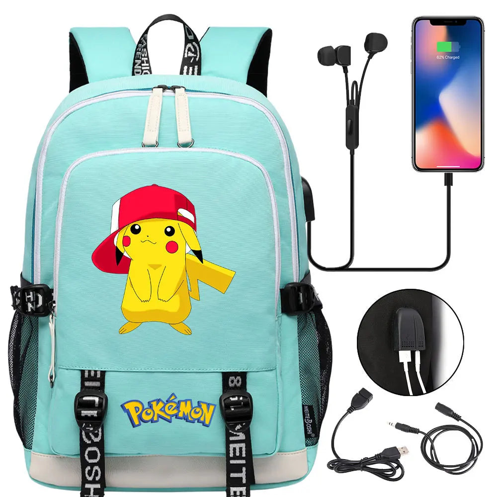 Pikachu Pokemon Rucksack mit USB - ideal für Laptops und für die Schule kaufen