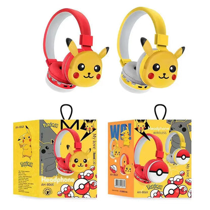 Casque Bluetooth 3D Pikachu pour Enfants - Jaune ou Rouge