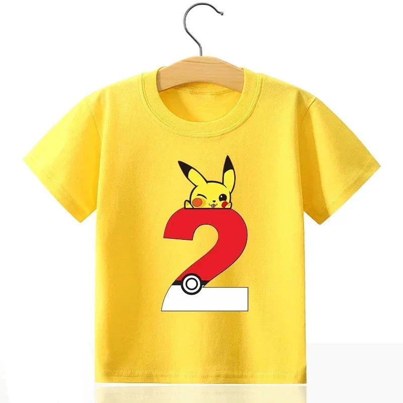 T-shirt d'anniversaire Pokémon personnalisé avec Pikachu