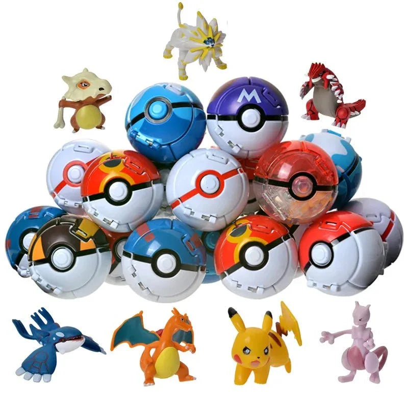 Figurines Pokémon avec Pokéball - Choix de Motifs Variés