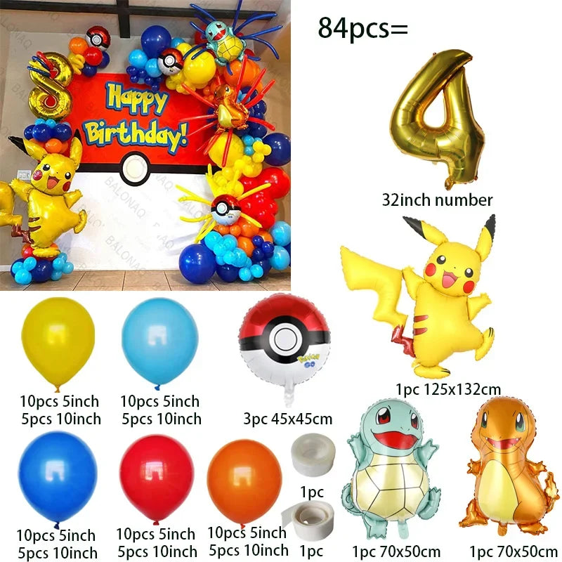 Ensemble de Décoration d'Anniversaire Pokémon - 84 Pièces Festives