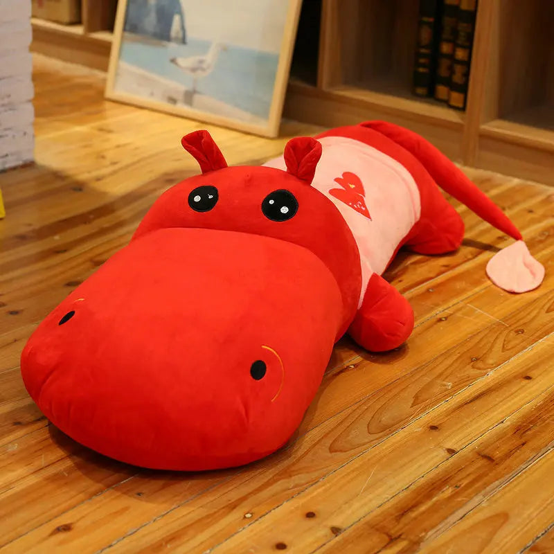 Peluche-Hippopotame-Rouge