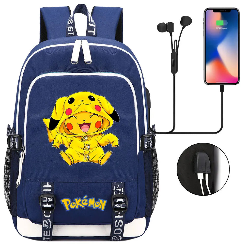 Pikachu Pokemon Rucksack mit USB - ideal für Laptops und für die Schule kaufen