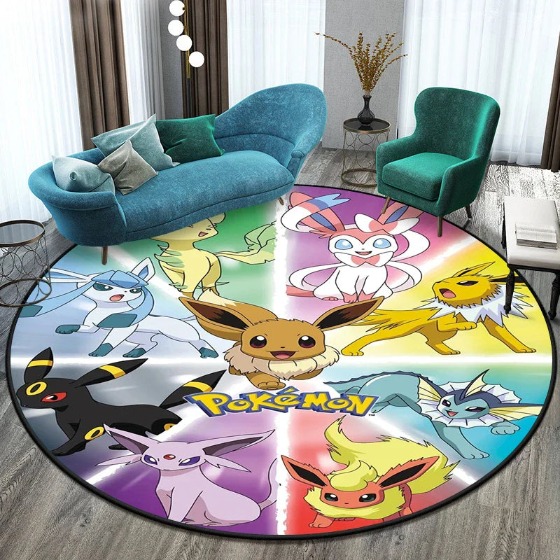 Tapis Rond Pokémon – Designs Évoli, Aquana et Pokeball