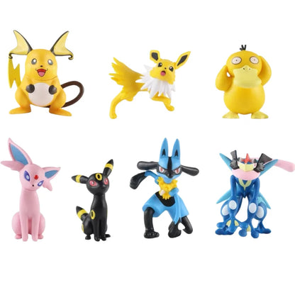 Ensemble de 7 Figurines Pokémon Épiques : Pikachu, Lucario, Jolteon, Espeon, Psyduck