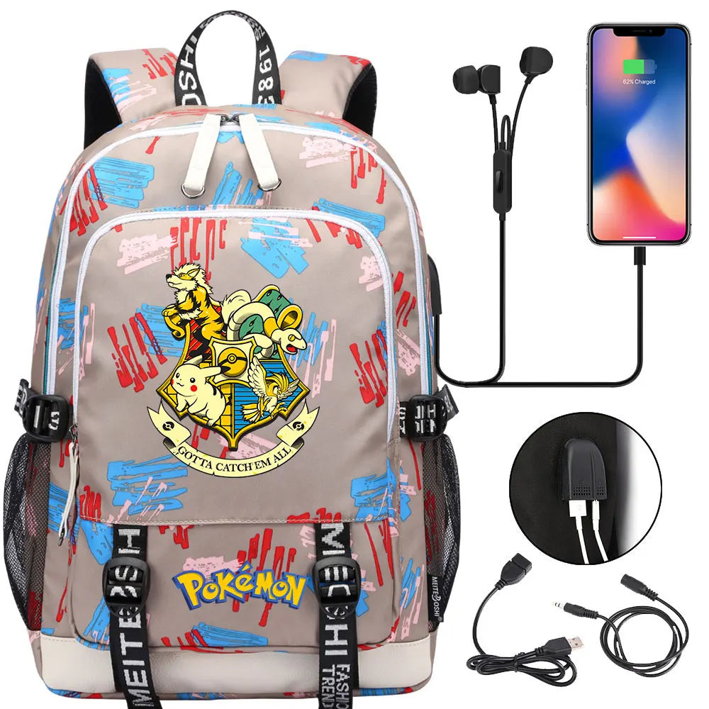 Pikachu Pokemon Rucksack mit USB - ideal für Laptops und für die Schule kaufen