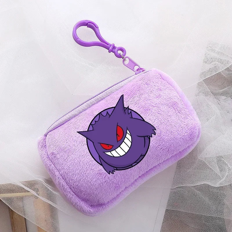 Portefeuille en peluche Pokémon pour enfants avec clip sécurisé