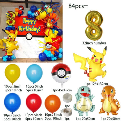 Ensemble de Décoration d'Anniversaire Pokémon - 84 Pièces Festives