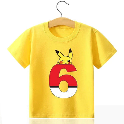 T-shirt d'anniversaire Pokémon personnalisé avec Pikachu