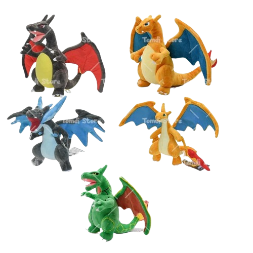 Ensemble de 5 Peluches Évolutions Glurak Charizard