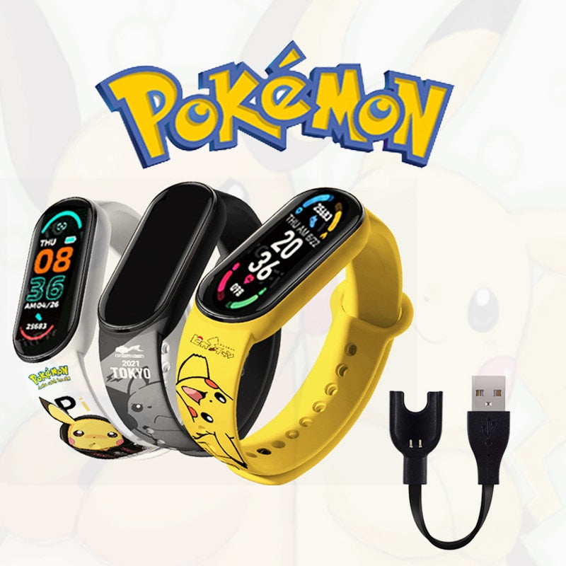 Montre LED Numérique Pokémon pour Enfants avec Fonction de Recharge USB