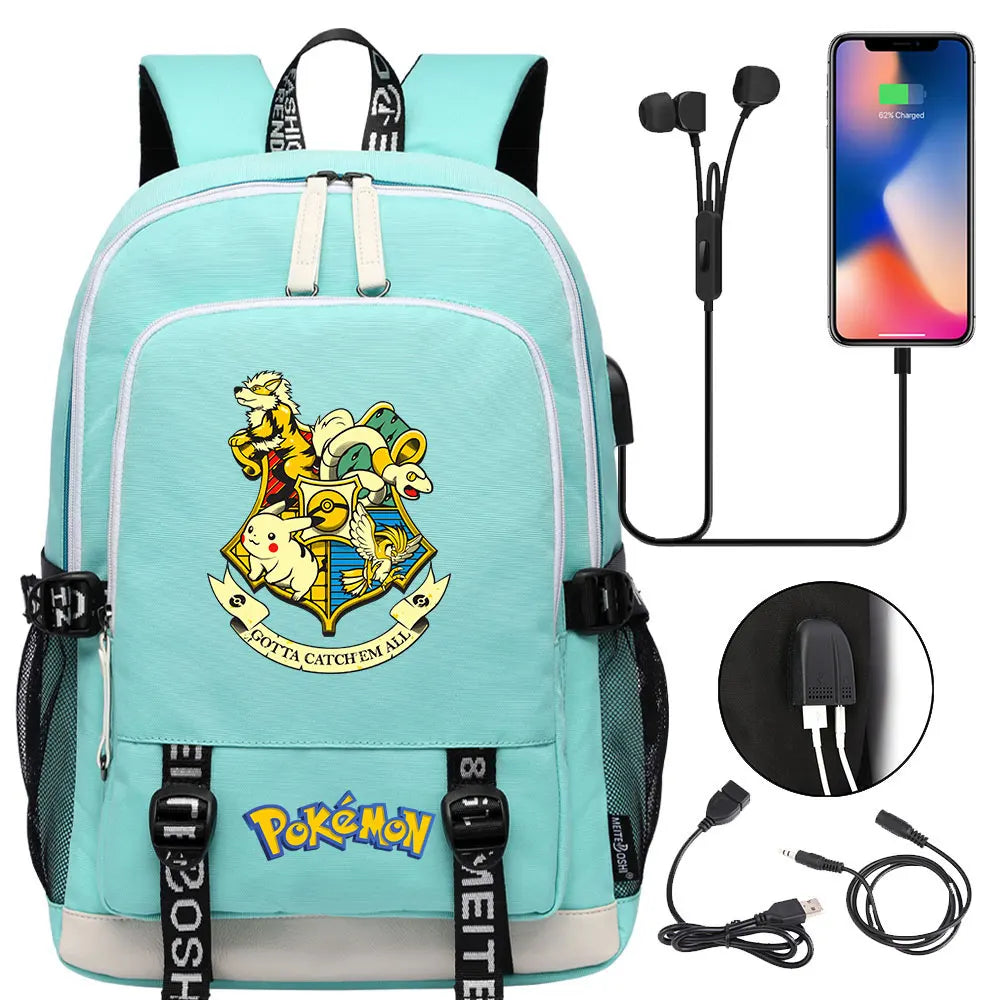 Pikachu Pokemon Rucksack mit USB - ideal für Laptops und für die Schule kaufen