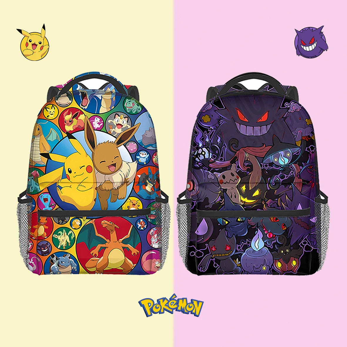 Sac à Dos Pokémon Pikachu, Evoli et Gengar