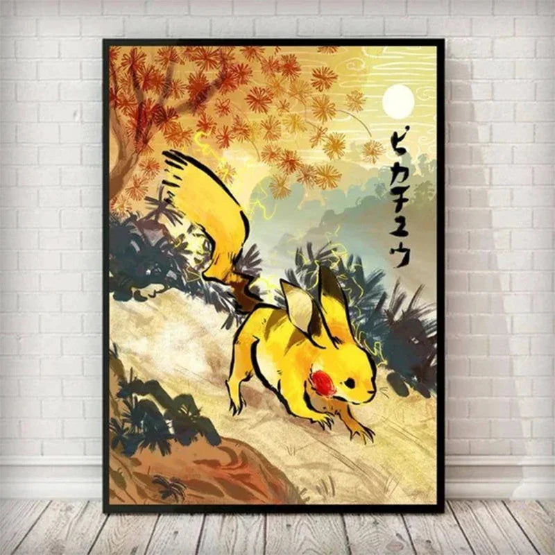 Affiche Pokémon Art Japonais – Motifs Uniques et Étonnants