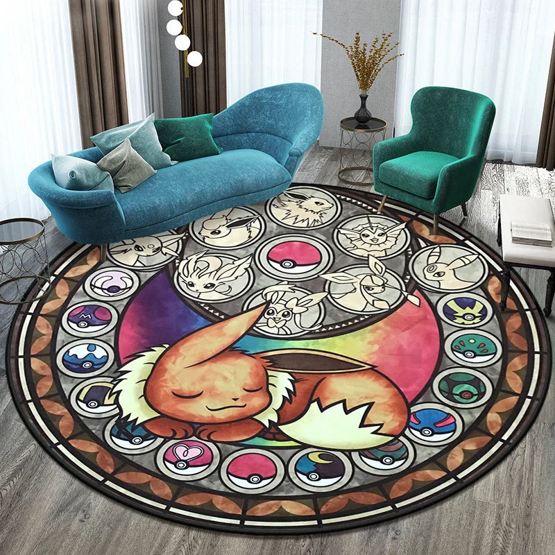 Tapis Rond Pokémon – Designs Évoli, Aquana et Pokeball