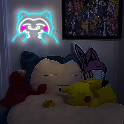 Snorlax Relaxo LED Neon Wandlampe Pokemon Wand Deko