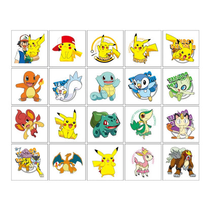 Tatouages autocollants Pokémon pour enfants - 20 pièces