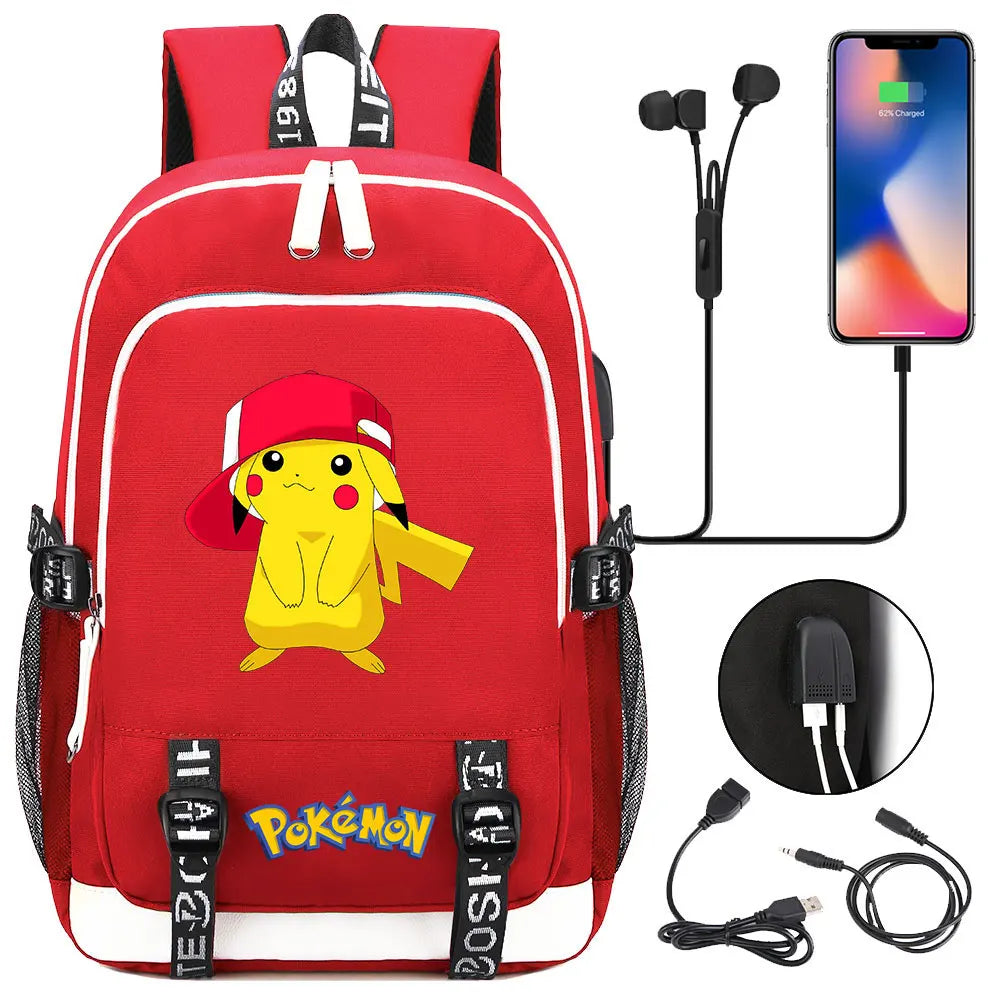 Pikachu Pokemon Rucksack mit USB - ideal für Laptops und für die Schule kaufen