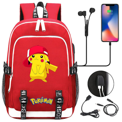 Pikachu Pokemon Rucksack mit USB - ideal für Laptops und für die Schule kaufen