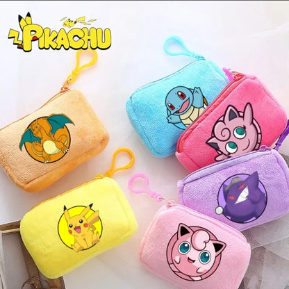 Portefeuille en peluche Pokémon pour enfants avec clip sécurisé