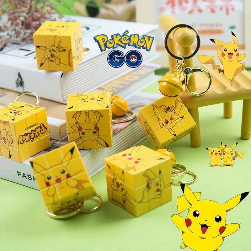 Mini Pikachu Zauberwürfel Look Schlüsselanhänger