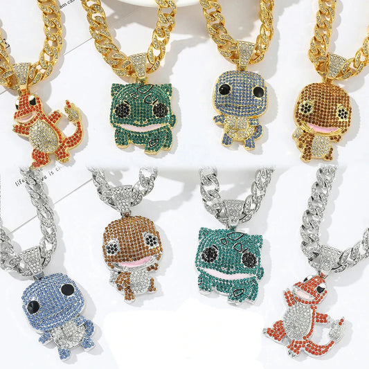 Chaîne Hiphop Pokémon Éclatante avec Pendentifs Éblouissants