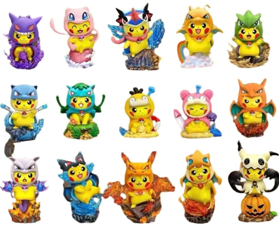 Figurines de Cosplay Pokémon : Gengar, Glurak, Bisasam et Enton (10-12 cm)