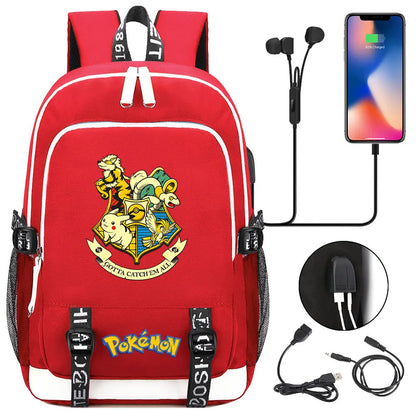 Pikachu Pokemon Rucksack mit USB - ideal für Laptops und für die Schule kaufen