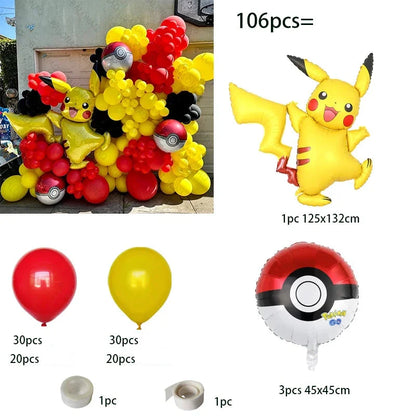 Set de Ballons Pikachu 106 pièces pour Anniversaire et Fête Pokémon