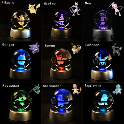 Boules 3D Krystal Pokémon - Pikachu, Gengar, Mew & Mewtwo