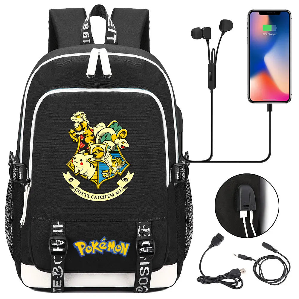 Pikachu Pokemon Rucksack mit USB - ideal für Laptops und für die Schule kaufen