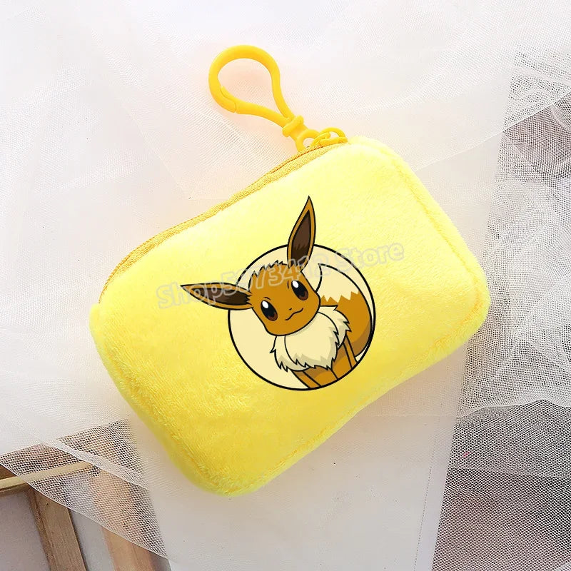 Portefeuille en peluche Pokémon pour enfants avec clip sécurisé