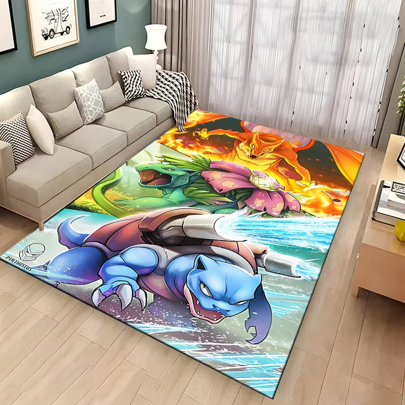 Tapis Aventure Pokémon avec Glurak, Bisasam et Turtok