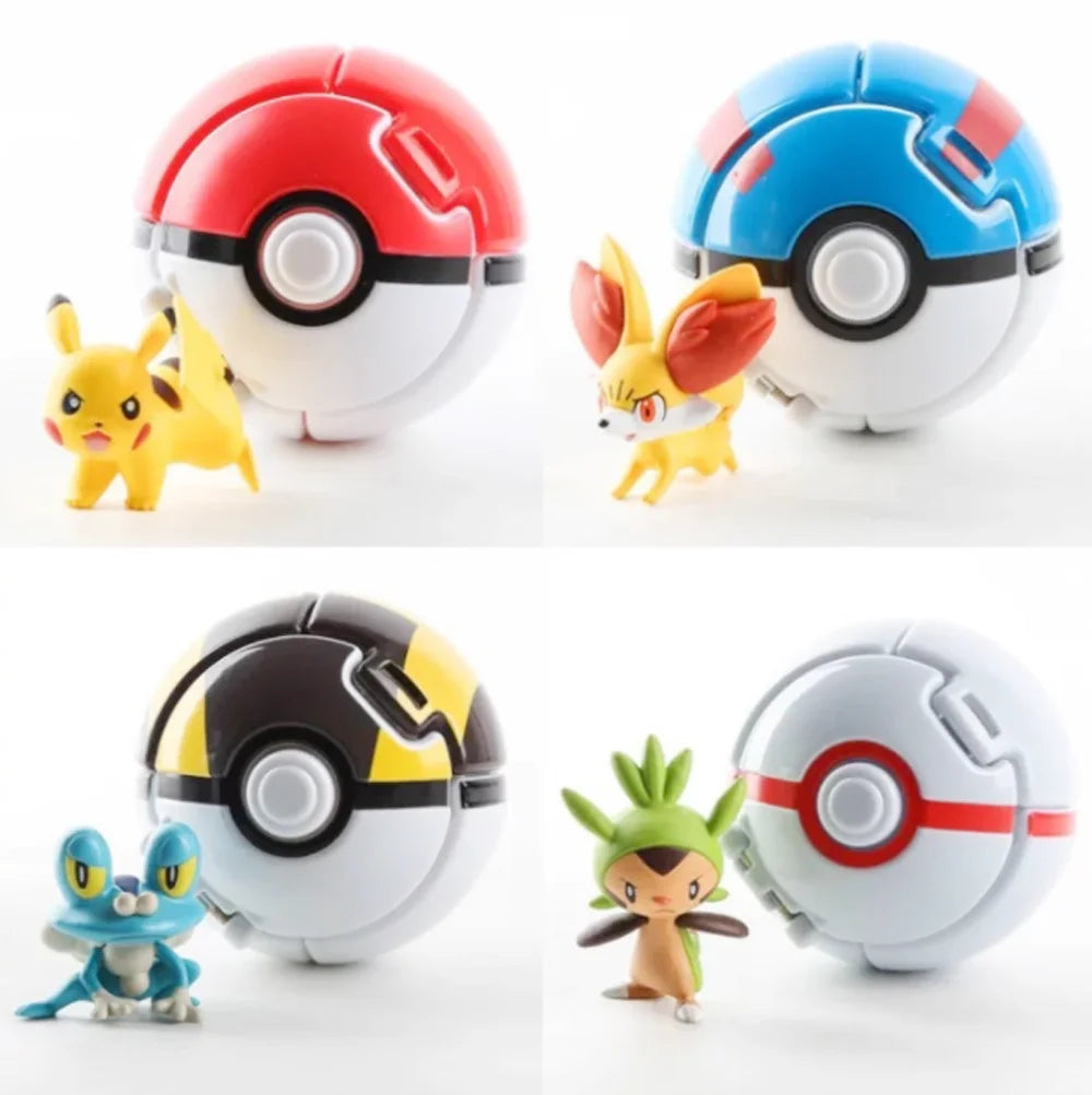 Ensemble de 20 Pokeballs Pop n Throw avec figurines Pokémon 7 cm