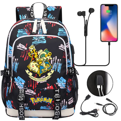 Pikachu Pokemon Rucksack mit USB - ideal für Laptops und für die Schule kaufen