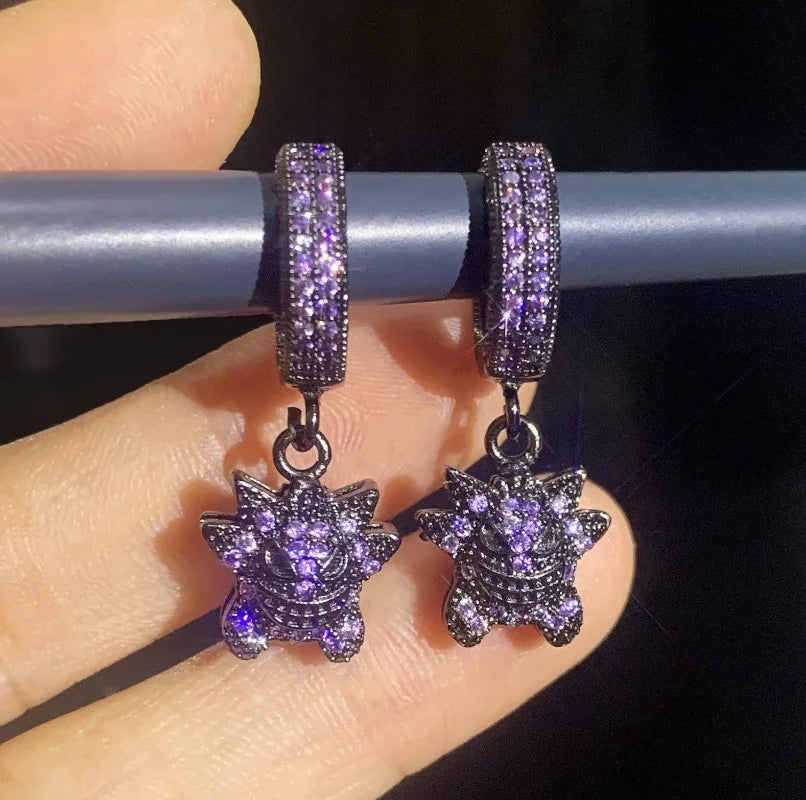 Boucles d'Oreilles Gengar Élégantes et Mystiques