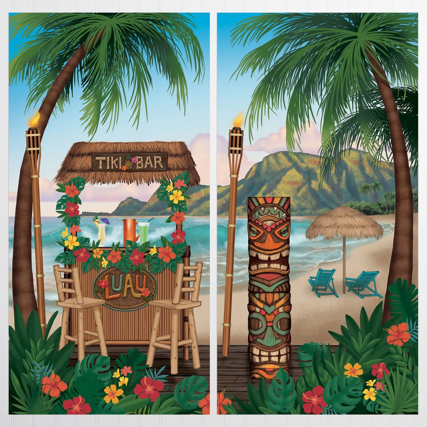 Affiche Vintage Tiki en Plastique - 2 Pièces Exotiques