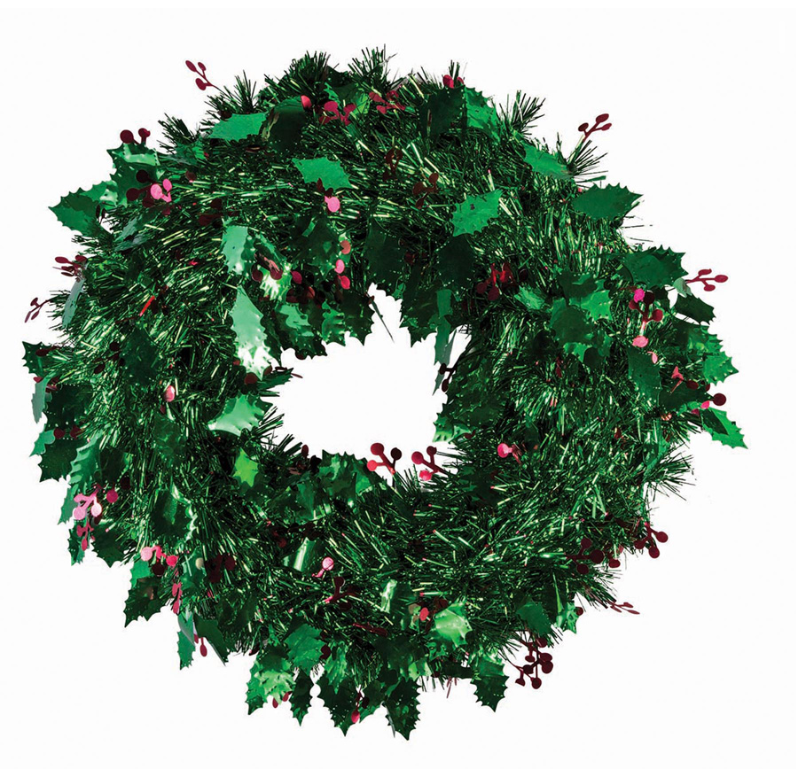 Couronne Tinsel Festive 15" avec Feuilles