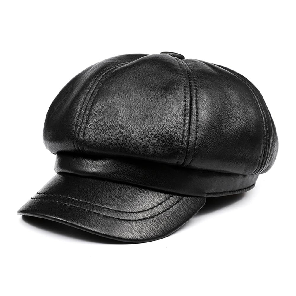 Casquette Vintage en Cuir Véritable pour Femme