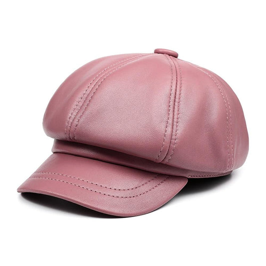 Casquette Vintage en Cuir Véritable pour Femme