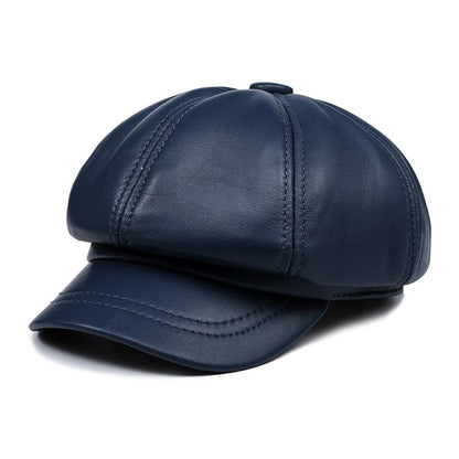 Casquette Vintage en Cuir Véritable pour Femme