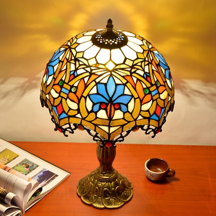 Lampe Vintage en Cuivre avec Motif Floral et Cadran d'Horloge