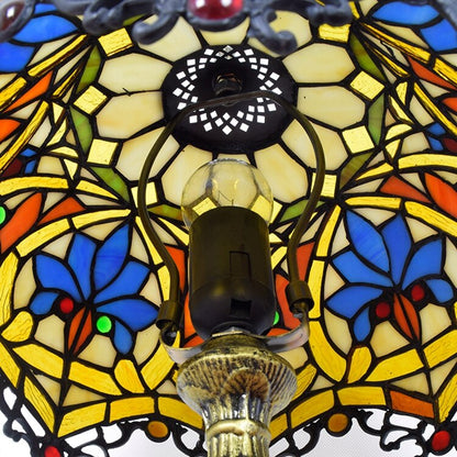 Lampe Vintage en Cuivre avec Motif Floral et Cadran d'Horloge