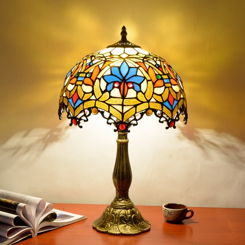 Lampe Vintage en Cuivre avec Motif Floral et Cadran d'Horloge