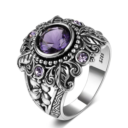 Bague Argent Pierre Violette Vintage