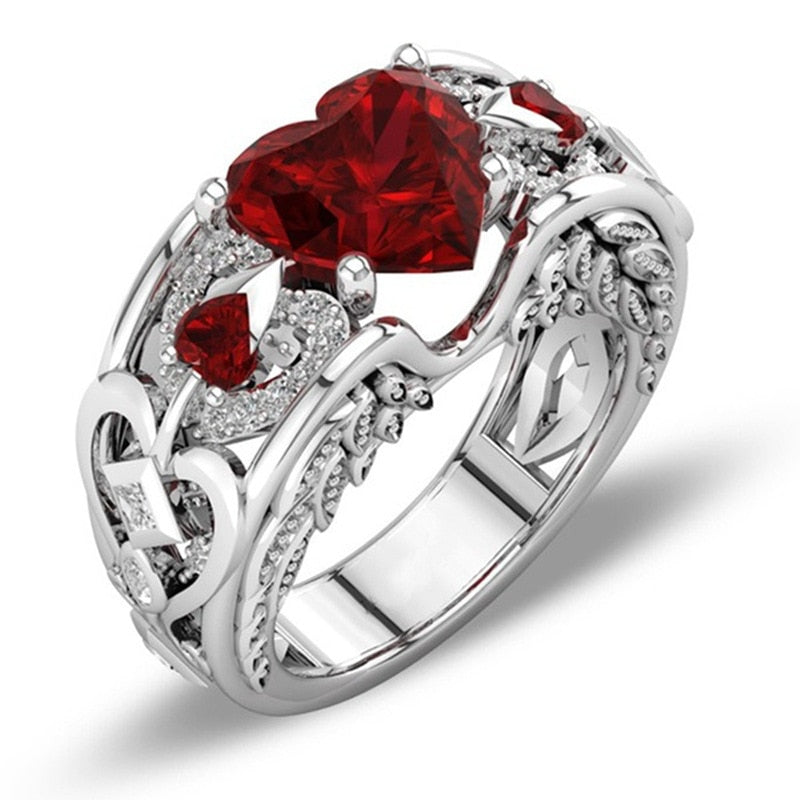 Bague Argent Vintage Rouge