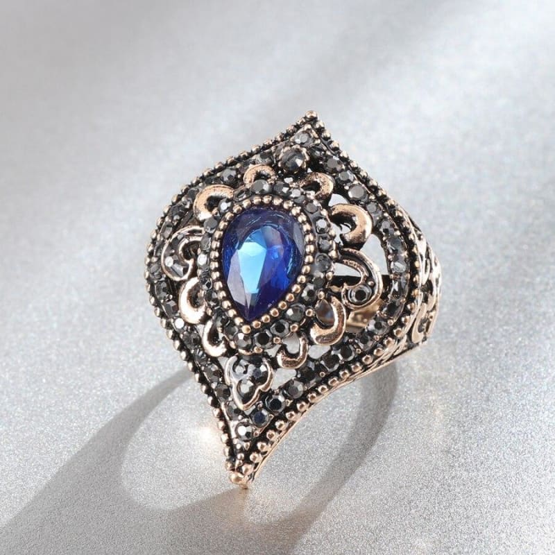 Bague Vintage Élégante avec Gemme Bleue